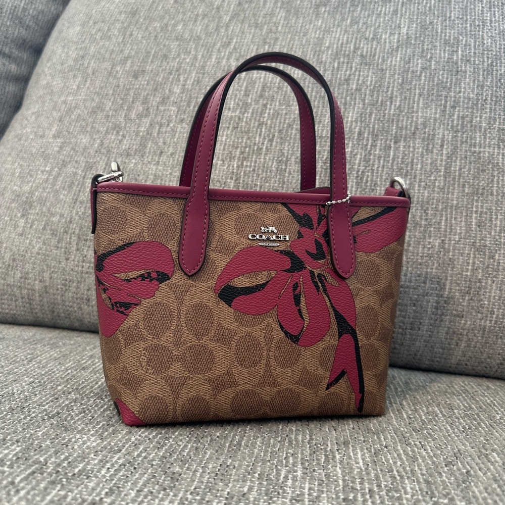 Coach Mini Crossbody with pink bow
